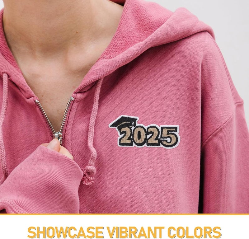 DOITOOL 10 Pcs 2025 Graduate Embroidery Iron-on Applique Patches for Clothing DIY Sewing Backpacks School Uniforms Black and Gold Graduation Craft - Image 3