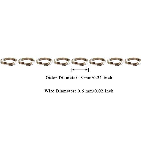 WUBOECE 300 PCS 8mm Metal Split Ring Nickel Plated Small Key Chain Ring Part for Connecting Clasps Charms Links and Ornament Crafts, Silver - Image 4