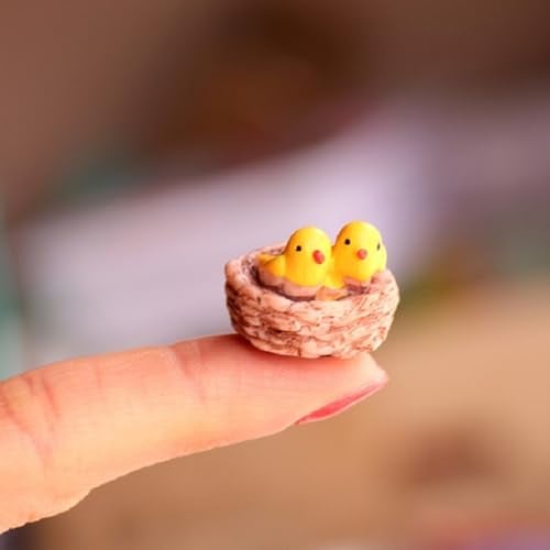 ascension 2 pcs Artificial Mini Birds with Nest Showpiece for Home Living Room Office Restaurant Fairy Garden Decoration Bird Figurines Bird Statues Mini Cute Bird Figures Toys - Image 4
