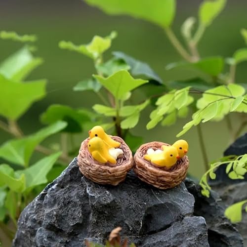 ascension 2 pcs Artificial Mini Birds with Nest Showpiece for Home Living Room Office Restaurant Fairy Garden Decoration Bird Figurines Bird Statues Mini Cute Bird Figures Toys - Image 3