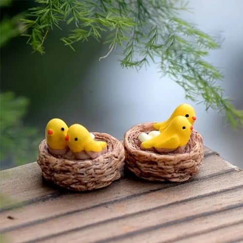 ascension 2 pcs Artificial Mini Birds with Nest Showpiece for Home Living Room Office Restaurant Fairy Garden Decoration Bird Figurines Bird Statues Mini Cute Bird Figures Toys - Image 1