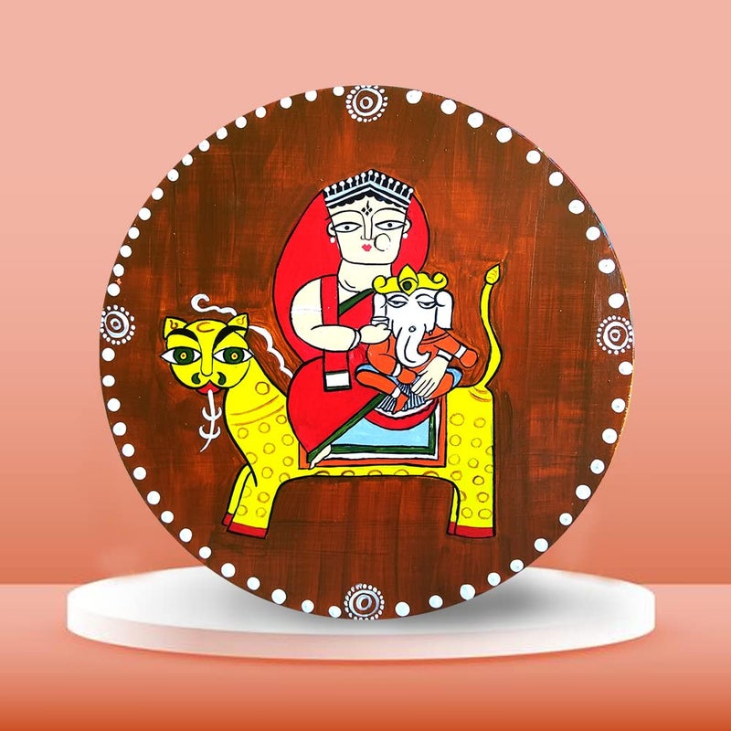 Penkraft Kalighat Art on Round MDF DIY Kit Free Video Tutorial - Image 5
