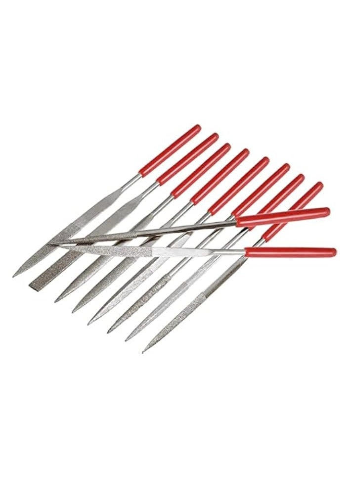 بروماس مجموعة مبرد ألماس ناعم 10 قطع من مبرد إبرة معدنية مستديرة الشكل مثلث مربع مسطح مجموعة أدوات مبرد عرموش مجموعة أدوات مبرد ريفلر للزجاج والخشب والحجر والمجوهرات ونحت الصنفرة وتلميع، 5 × 180 مم - Image 2