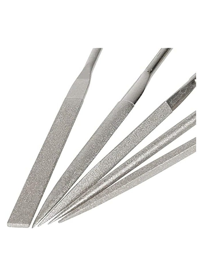 بروماس مجموعة مبرد ألماس ناعم 10 قطع من مبرد إبرة معدنية مستديرة الشكل مثلث مربع مسطح مجموعة أدوات مبرد عرموش مجموعة أدوات مبرد ريفلر للزجاج والخشب والحجر والمجوهرات ونحت الصنفرة وتلميع، 5 × 180 مم - Image 5