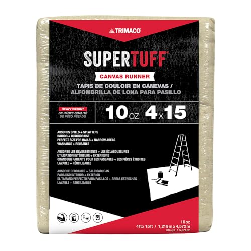 Trimaco SuperTuff 10 oz thick Heavyweight Canvas Drop Cloth, 4-feet x 15-feet,Tan - Image 2