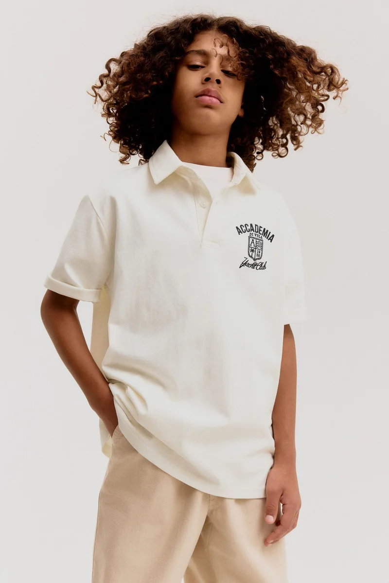 اتش اند ام Text-motif polo shirt
