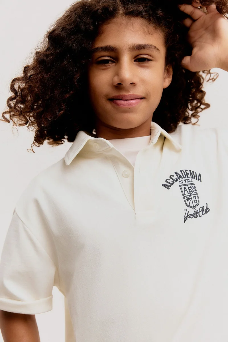 اتش اند ام Text-motif polo shirt