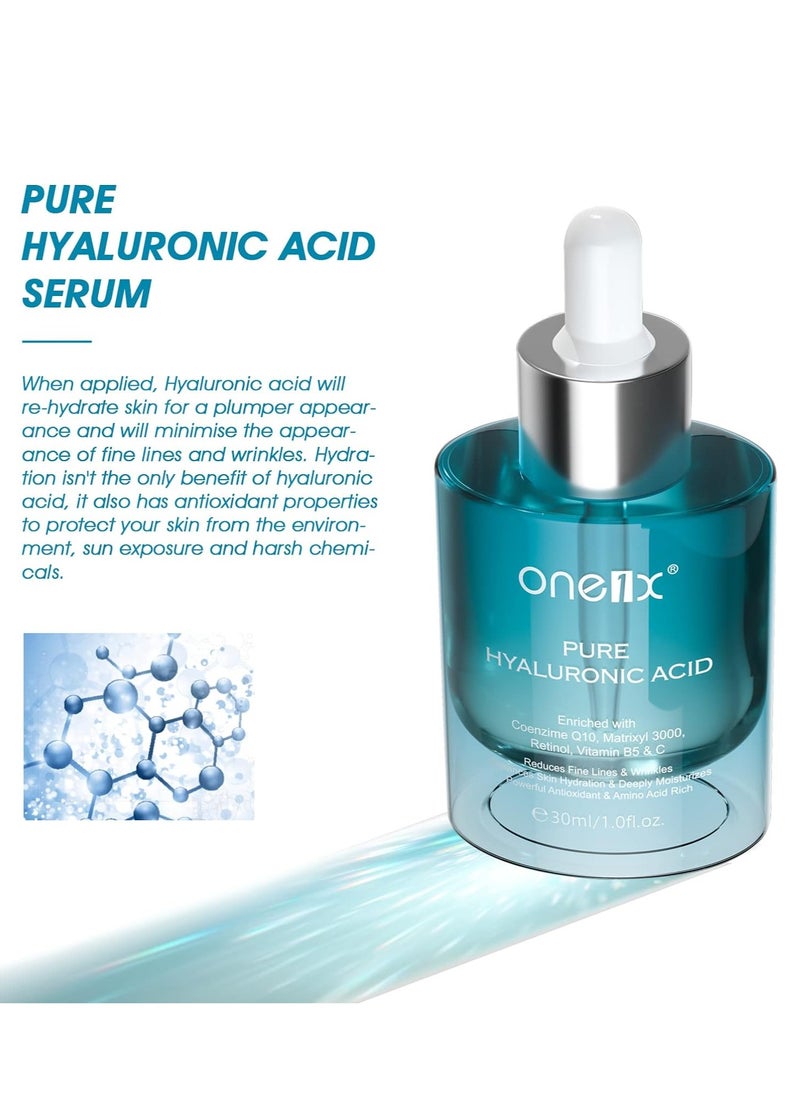 one1x - Hyaluronic Acid Serum for Face with Vitamin C B5 and Retinol, Hydrating Face Serum for Dry Skin Deep Moisture, Anti-Aging Skin Care Serums 30ml - Image 1