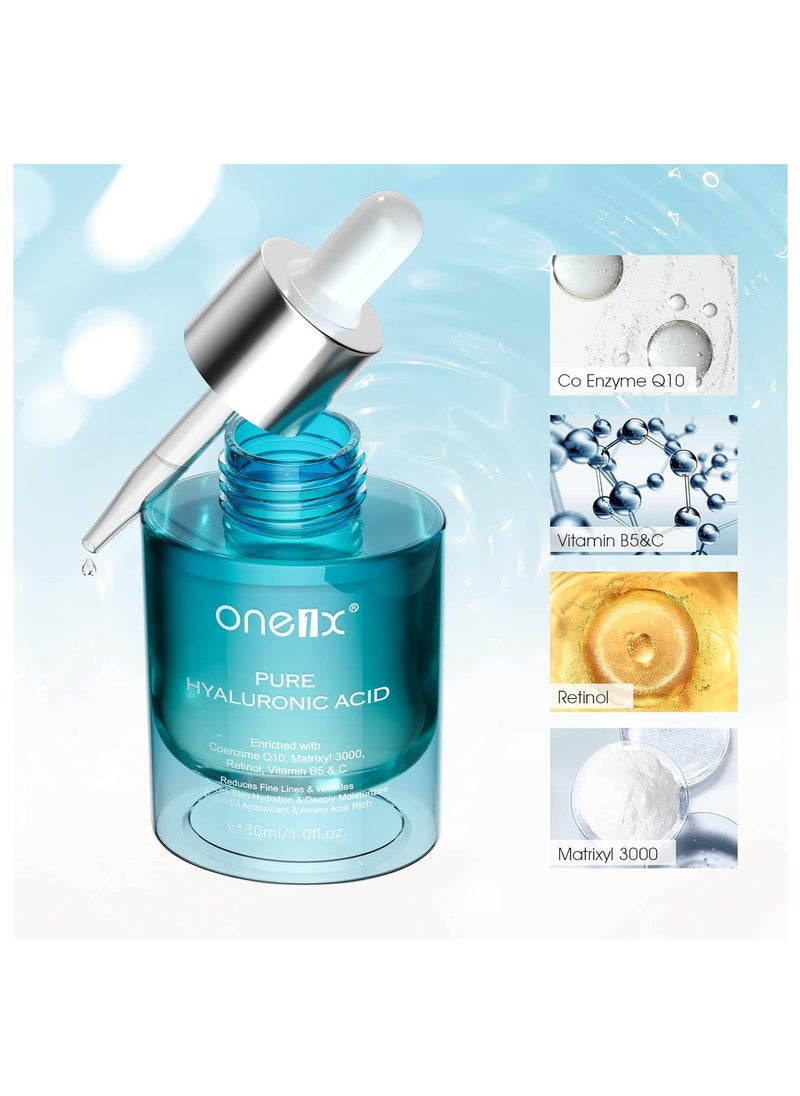 one1x - Hyaluronic Acid Serum for Face with Vitamin C B5 and Retinol, Hydrating Face Serum for Dry Skin Deep Moisture, Anti-Aging Skin Care Serums 30ml - Image 1