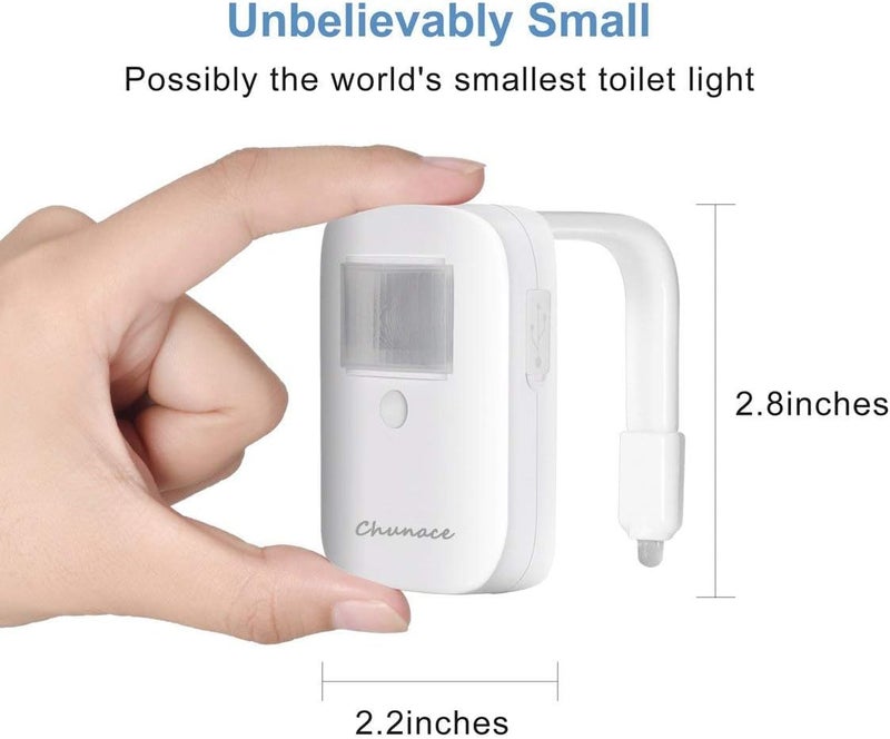 Chunace 2 Pack Rechargeable Toilet Night Light with Motion Activated Sensor, 16 Colors LED Nightlight Inside Bowl, Cool Stuff for Bathroom Accessories, Unique & Funny Gadgets for Men/Kids Birthday Gift 2025 - Image 5