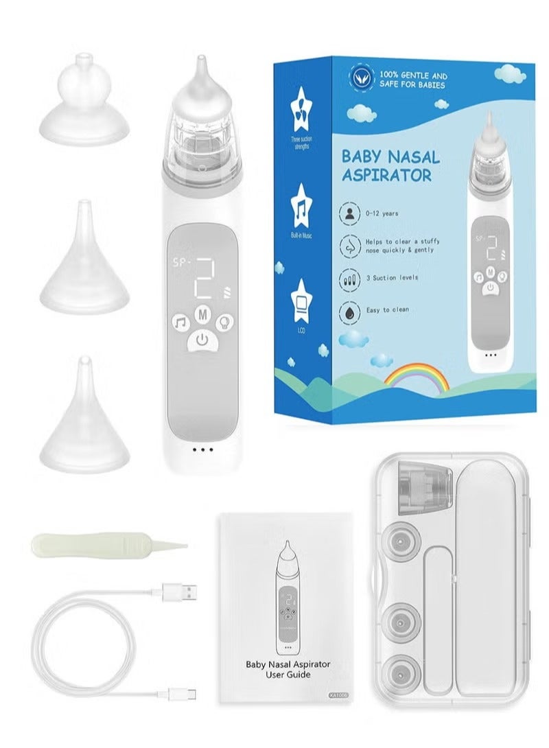 Electric Nasal Aspirator for Baby, Adjustable Suction Nose Cleaner, Gentle and Effective Nose Sucker for Baby & Toddler, 3 Soft Silicone Tips, Music and Colorful Light Soothing - Image 2