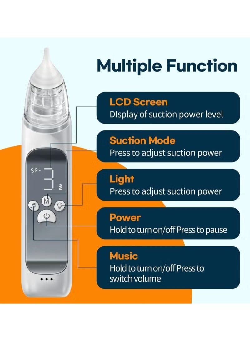 Electric Nasal Aspirator for Baby, Adjustable Suction Nose Cleaner, Gentle and Effective Nose Sucker for Baby & Toddler, 3 Soft Silicone Tips, Music and Colorful Light Soothing - Image 5