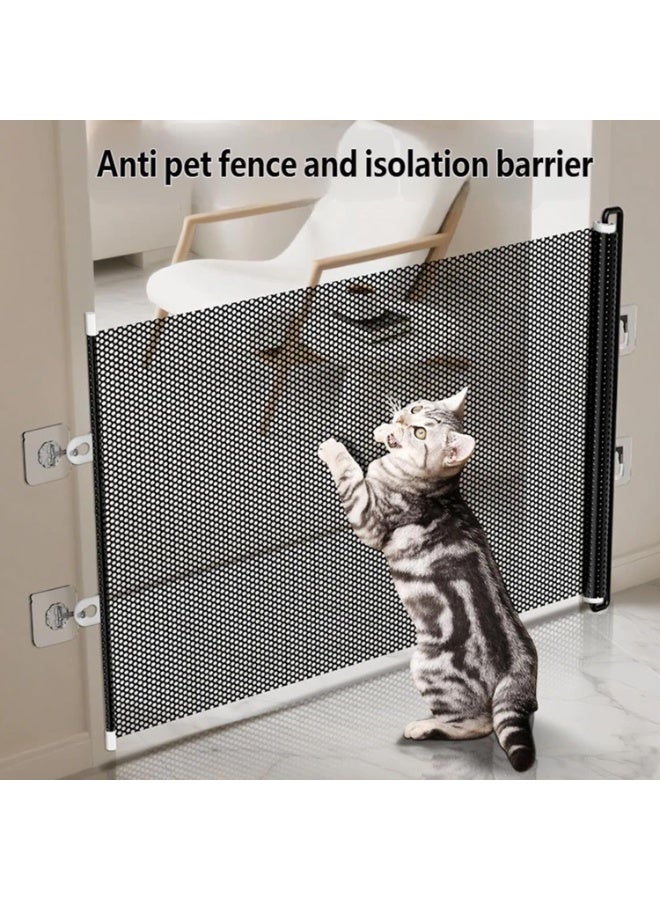 Retractable Baby Safety Gate, Mesh Dog Gate, No Drill Pet Safety Barrier, Expandable Indoor Stair Door Gate, Easy Install Child and Pet Gate for Doorways Hallways Stairs - Image 3