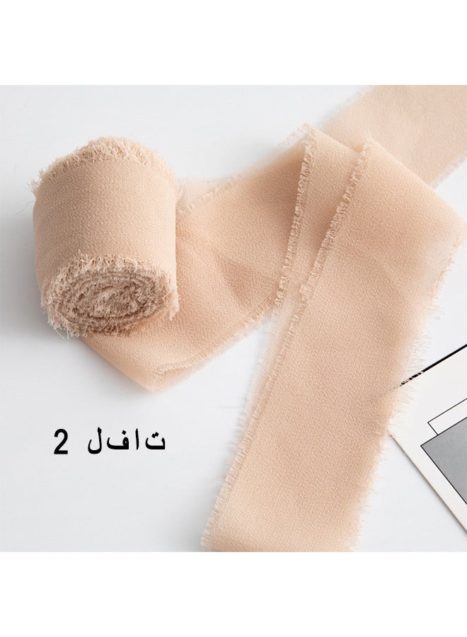 شريط شيفون مشمش ، 2 لفات بعرض 1.77 بوصة × 5.47 ياردة ، مثالي لباقات الزهور ، تغليف الهدايا ، الحرف اليدوية وديكورات الزفاف ، التفاف الباقة ، دعوة الزفاف - Image 1