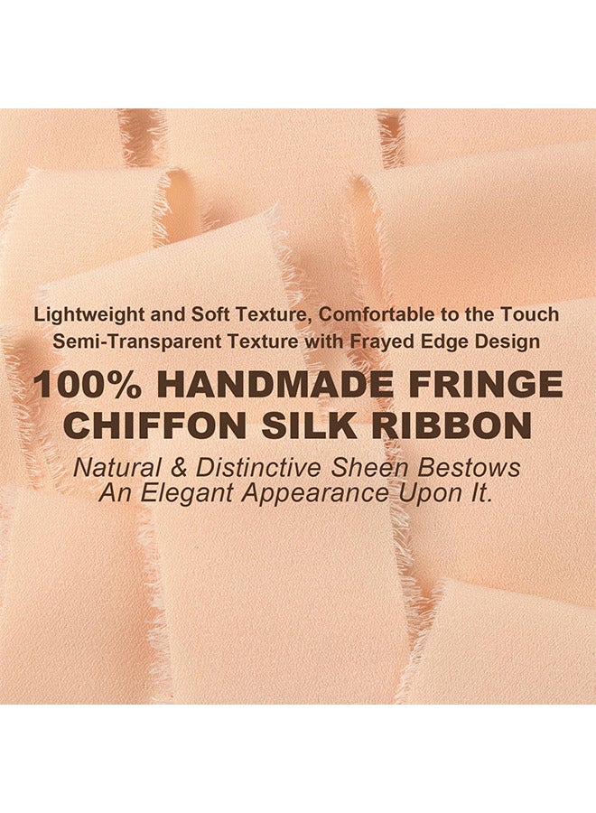 شريط شيفون مشمش ، 2 لفات بعرض 1.77 بوصة × 5.47 ياردة ، مثالي لباقات الزهور ، تغليف الهدايا ، الحرف اليدوية وديكورات الزفاف ، التفاف الباقة ، دعوة الزفاف - Image 2