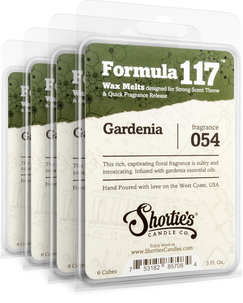 Shortie's Candle Company Pure Gardenia Wax Melts Bulk Pack  Formula 117  4 Highly Scented 3 Oz Bars 12 Oz Total  Made With Essential  Natural Oils  Flower  Floral Air Freshener Cubes Collection 