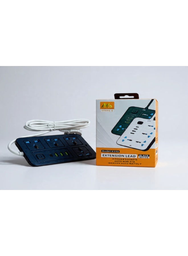 633U 4-Socket Power Strip with 3 USB + Type-C – Multi-Device Charging & Power Hub - Image 2