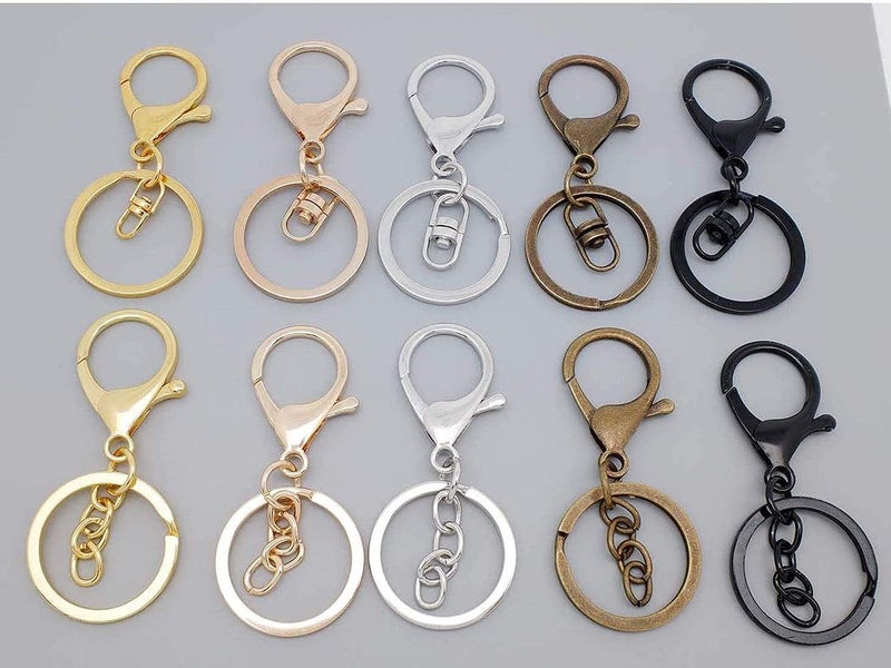 DIY Crafts DIY DIYC-13105 Crafts Larger Lobster Clasps with Keychain Rings + Tail Chains or Swivel Clasps 2 Type Mix, Metal Key Clip for Bags Wallet Travel Accesory (25 Sets, Chrome Silver)  - Image 5