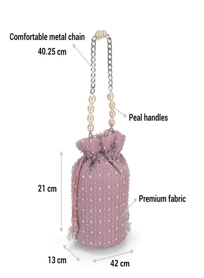 Mochi Women Purple EthnicWedding Fabric Soft Body No Closure closure Embellished Clutch Bags (38-205) - Image 3