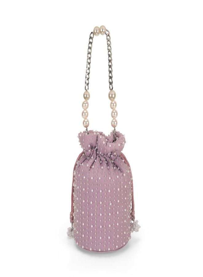 Mochi Women Purple EthnicWedding Fabric Soft Body No Closure closure Embellished Clutch Bags (38-205) - Image 1