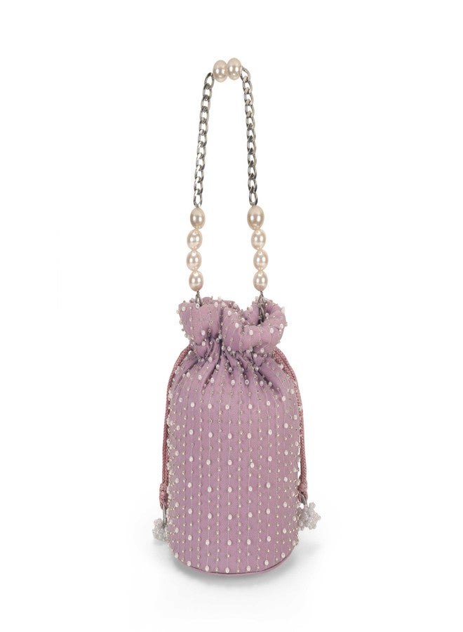 Mochi Women Purple EthnicWedding Fabric Soft Body No Closure closure Embellished Clutch Bags (38-205) - Image 4