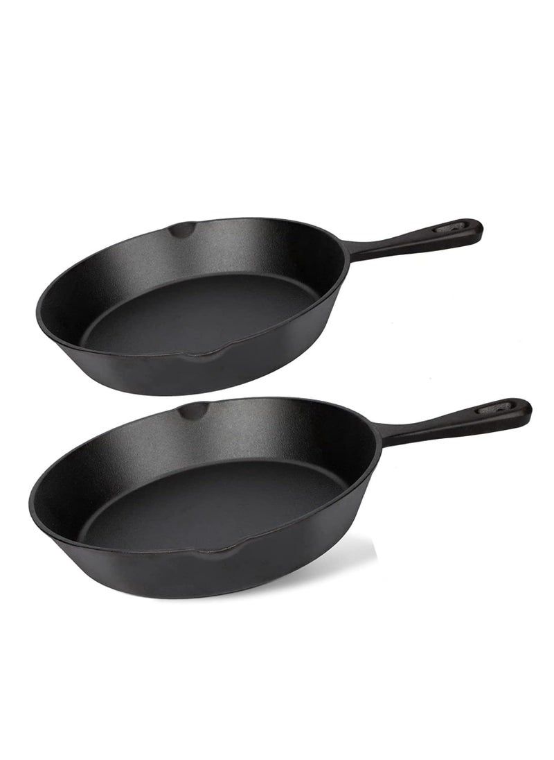 2pcs Cast Iron Frying Pans Set. Pre-Seasoned Skillet/Frying Pan Black, 10” & 12 Inch Round Cast Iron Frying Pans - Safe Grill Cookware for indoor & Outdoor Use - pzsku/Z33E3E954CDE4D01AEBADZ/45/_/1739789564/7cabc65f-dba2-46a6-a409-9651341a292e