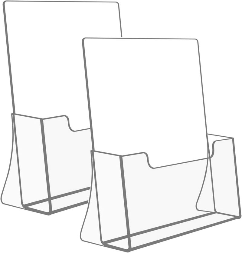 Rarapop A4 Acrylic Brochure Holder Freestanding Leaflet Holder Clear Countertop Acrylic Literature Holder Plastic Flyer Display Stand for Magazine, Pamphlet, Booklets, Menu, Journals, 2 Pack(A4) - Image 1
