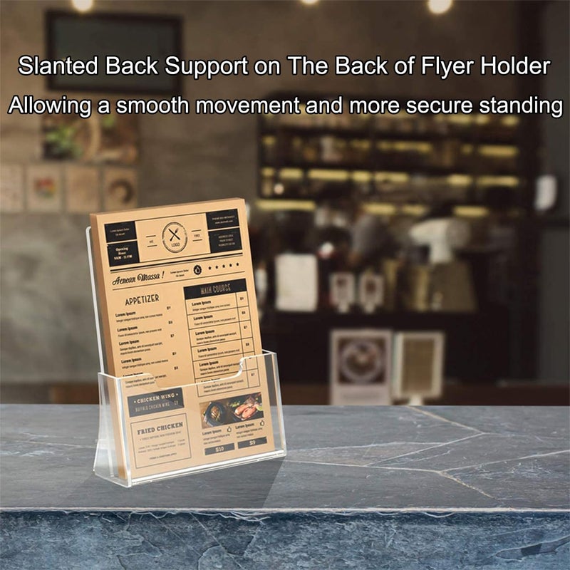 Rarapop A4 Acrylic Brochure Holder Freestanding Leaflet Holder Clear Countertop Acrylic Literature Holder Plastic Flyer Display Stand for Magazine, Pamphlet, Booklets, Menu, Journals, 2 Pack(A4) - Image 4