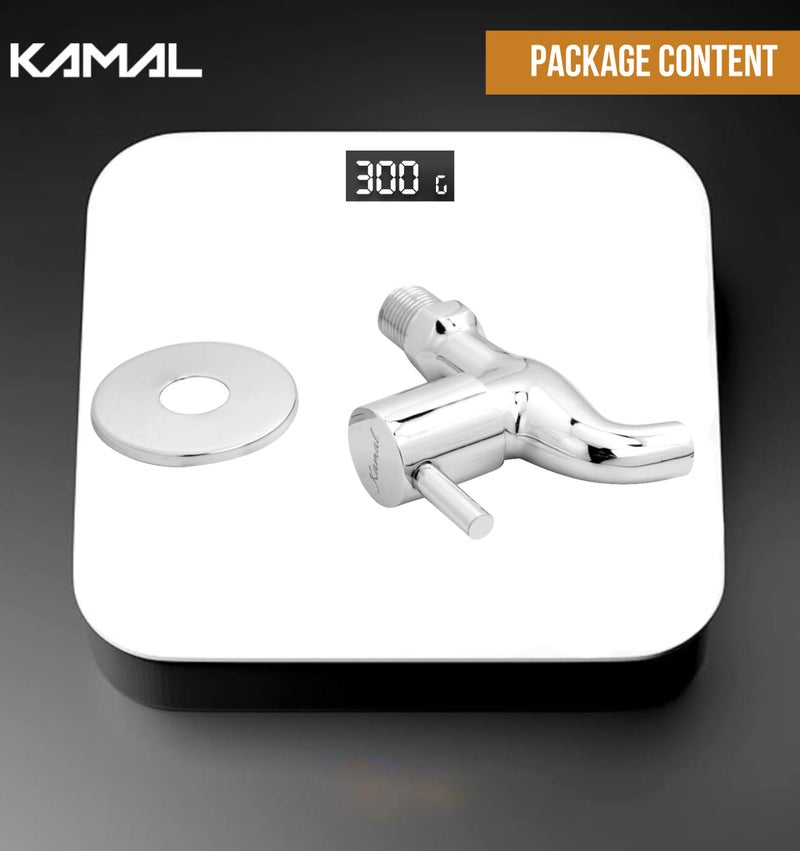 KAMAL Full Brass Bib Tap – FLT Eco Series | Single Handle Wall Mount Faucet | Chrome Finish | Durable Bathroom & Wash Basin Tap | (Pack of 1) - Image 5
