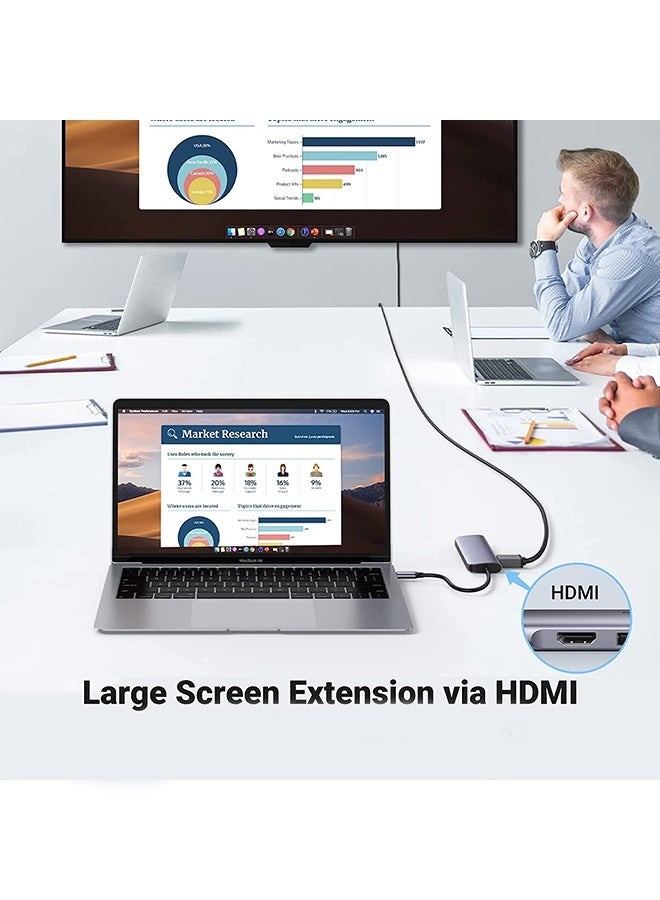 LCYLJGY 6 In 1 USB C Hub Multiports Type C Dock to HDMI Adapter With 4K HDMI SD TF Card Reader Slots 3 USB 3.0 Ports For MacBook Pro Air M3 M2 M1 iPad Pro M4 iPhone 16 15 Pro Max Galaxy S24 S23 Ultra Silver  - Image 3