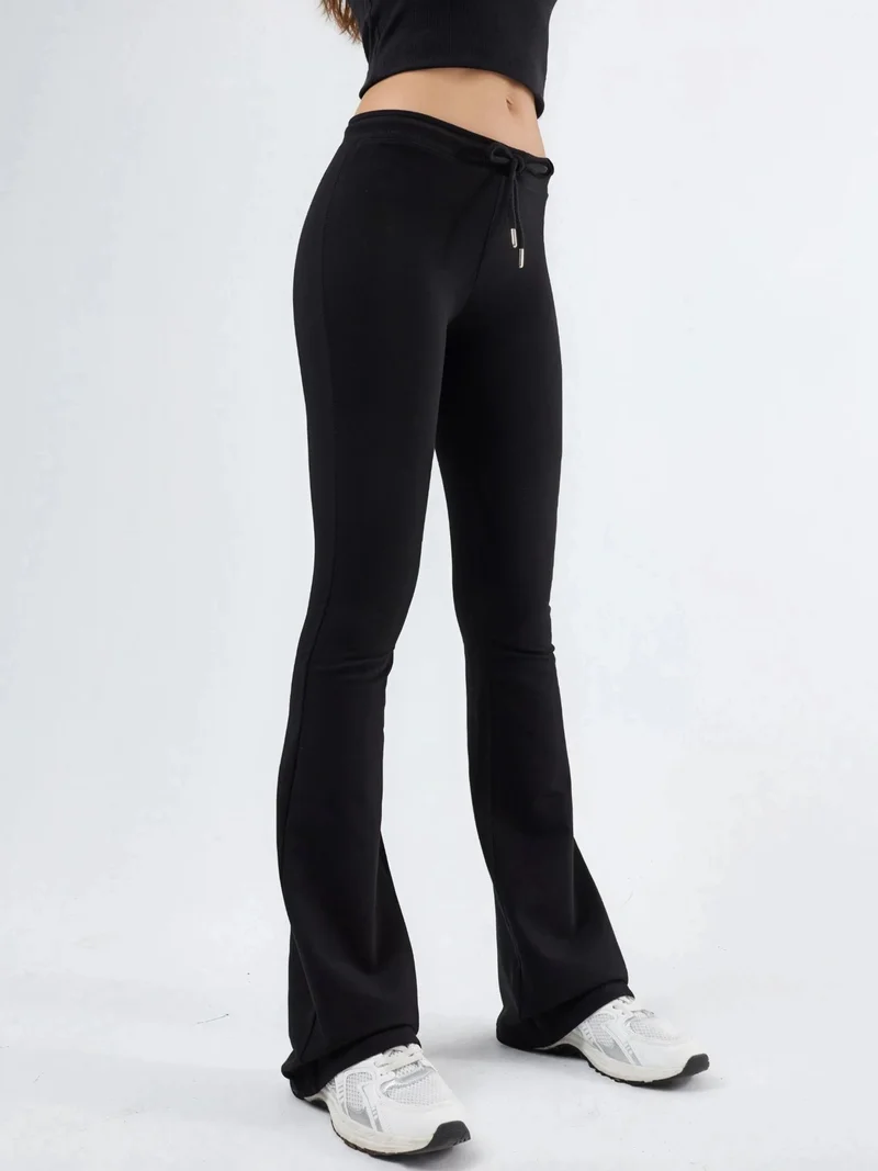 Busem BUSEM Mid Waist Flare Leg Sweatpants with Drawstring