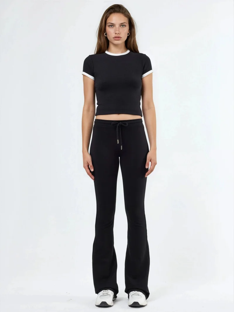 Busem BUSEM Mid Waist Flare Leg Sweatpants with Drawstring