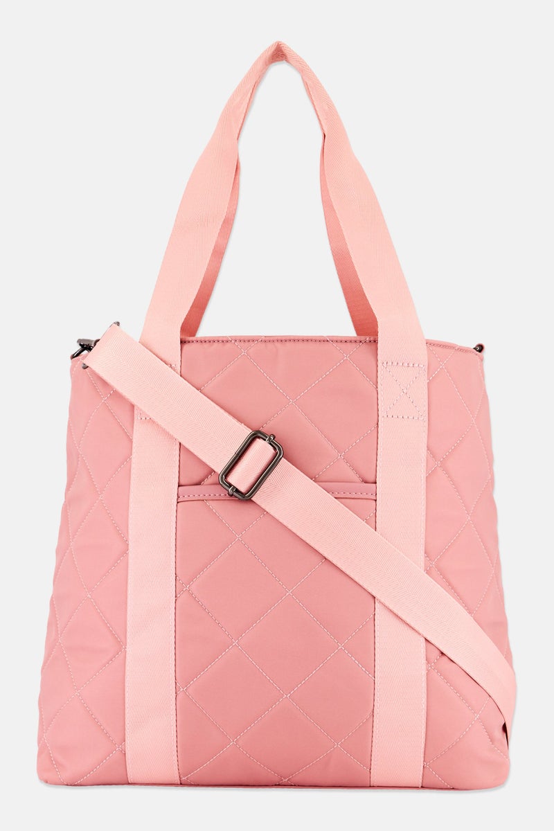 Sol and Selene حقيبة توت منسوجة للنساء 36 سم ارتفاع × 41 سم عرض × 14 سم عمق، وردي - Image 1