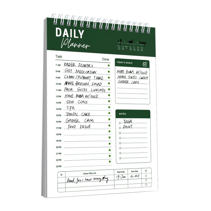 CHARMGIFTBOX To Do List Notebook Daily Planner A5 CheckList Pad 52 Sheets, 5.9" x 8.2" Daily Schedule Goal and Tasks Setting Notepad Productivity Planner, Spiral Appointment Organizers, A5-DG - Image 1