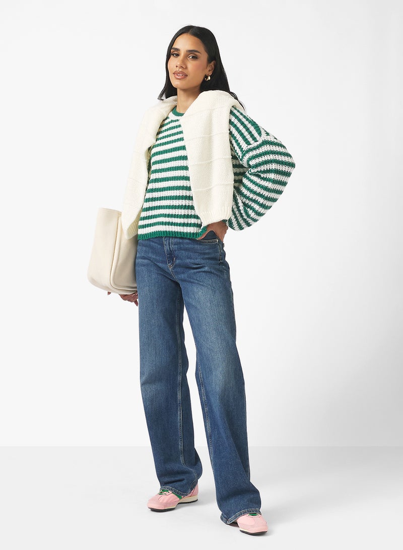 جينجر كنزة صوفية مخططة واسعة - Image 4