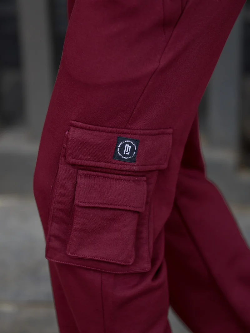 Maniac  Maniac Mens Solid Burgundy Baggy fit Cargo Pant for Men | Best Price UAE