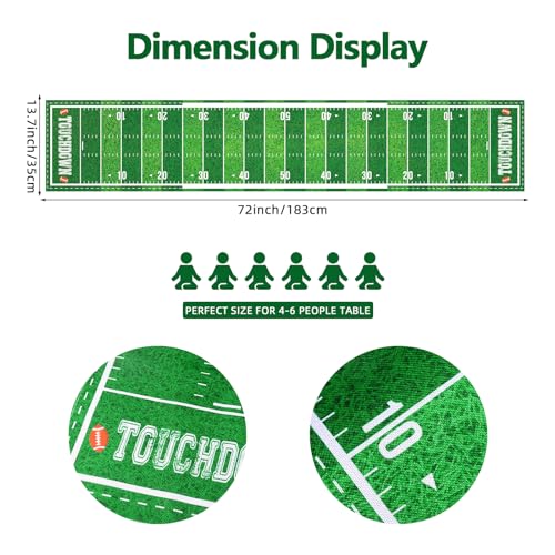 Hxezoc Football Court Table Runner, Touch Down Football Birthday Party Table Runner for Home Kitchen Dining Table Decoration (14 x 72 Inch) - Image 2