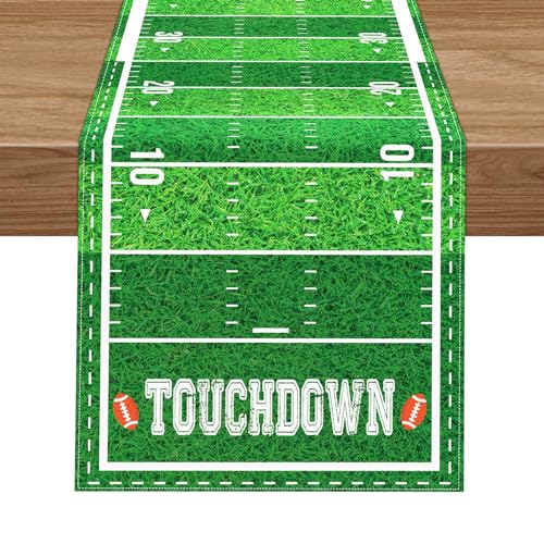 Hxezoc Football Court Table Runner, Touch Down Football Birthday Party Table Runner for Home Kitchen Dining Table Decoration (14 x 72 Inch) - Image 1