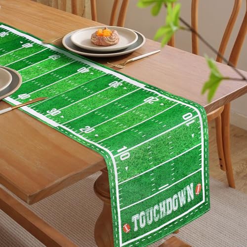 Hxezoc Football Court Table Runner, Touch Down Football Birthday Party Table Runner for Home Kitchen Dining Table Decoration (14 x 72 Inch) - Image 3