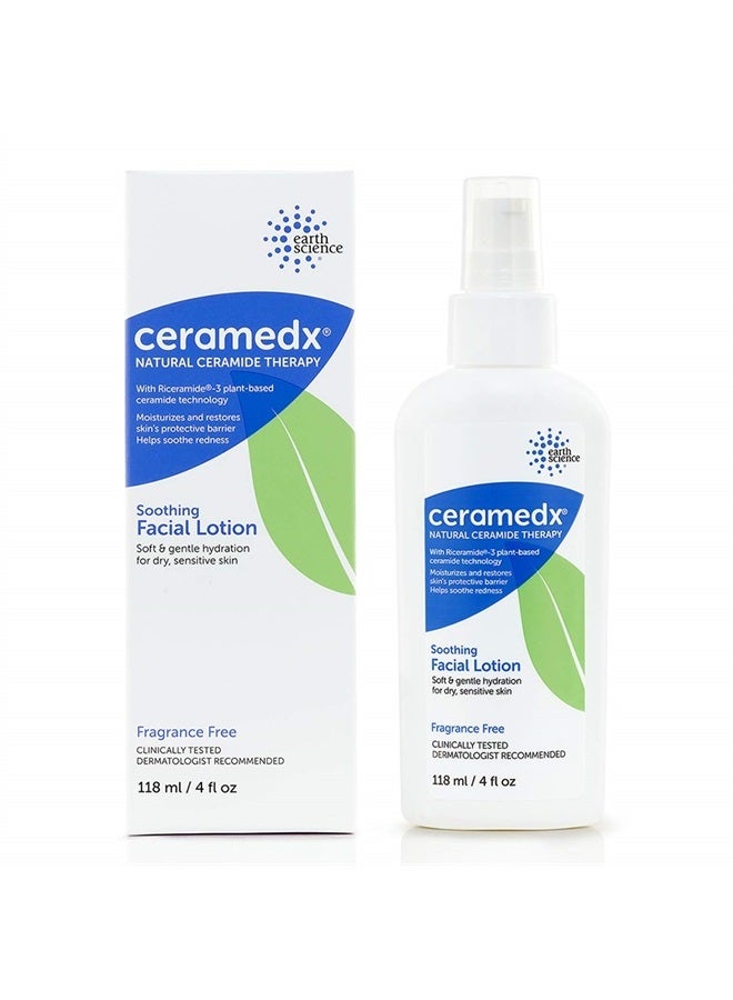 Ceramedx لوسيون وجه مهدئ | لوسيون سيراميد طبيعي للبشرة الجافة والحساسة | خالي من القسوة، نباتي وخالي من العطور | 4 أونصة سائلة - Image 1