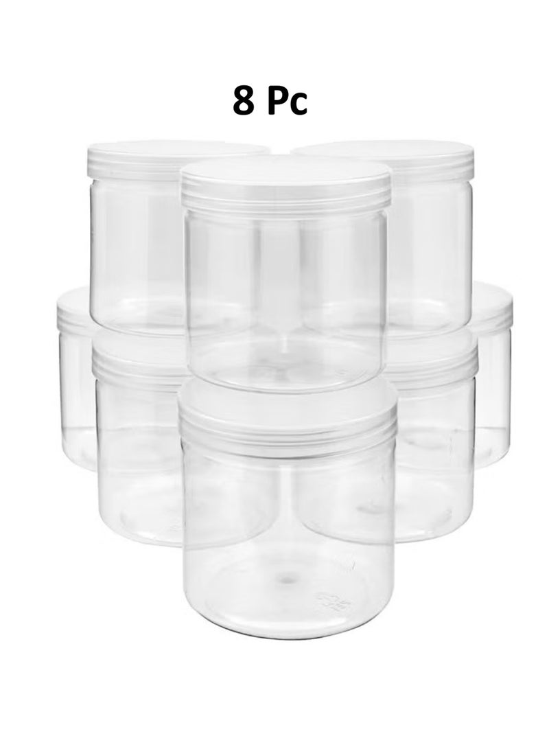 Home 8 Pack Clear 350 mL Plastic Jars with Lids Slime Containers for Kids DIY Crafts - Image 1