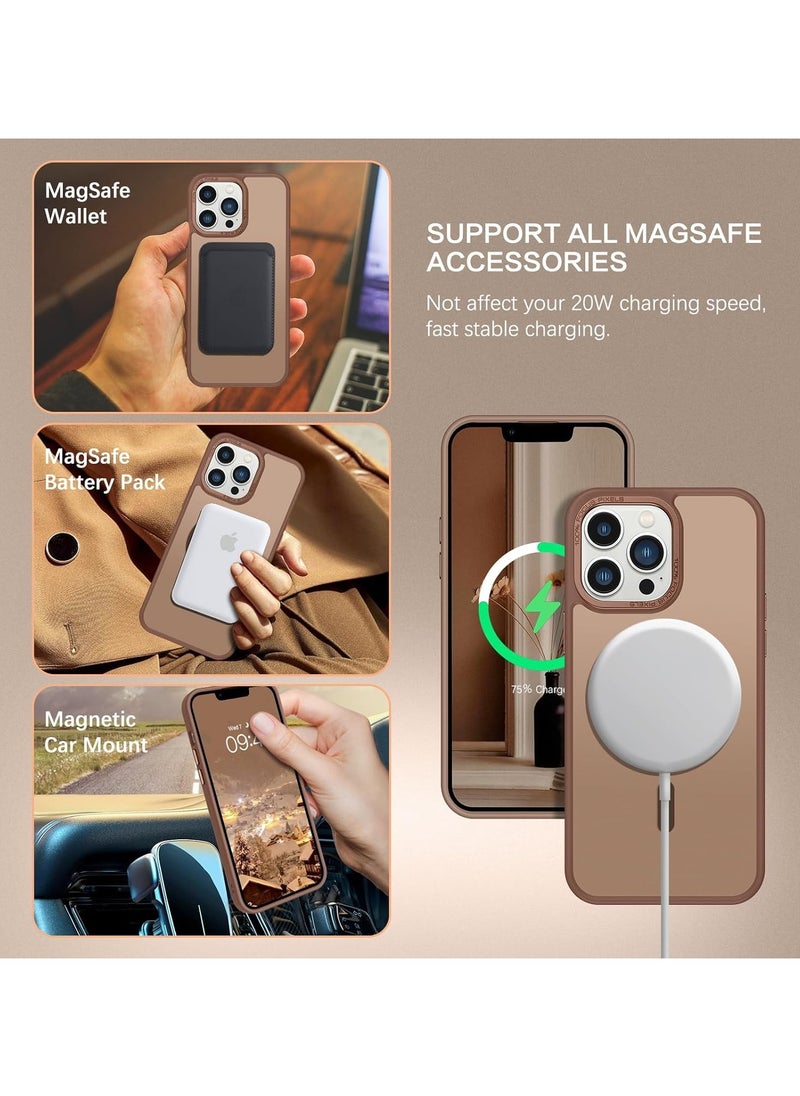 Denx - Matte Magnetic case for iPhone 13 Pro Max, High Grade Drop Protection with Shockproof Strip, Translucent Matte Back Phone Case (Desert Titanium) - Image 1