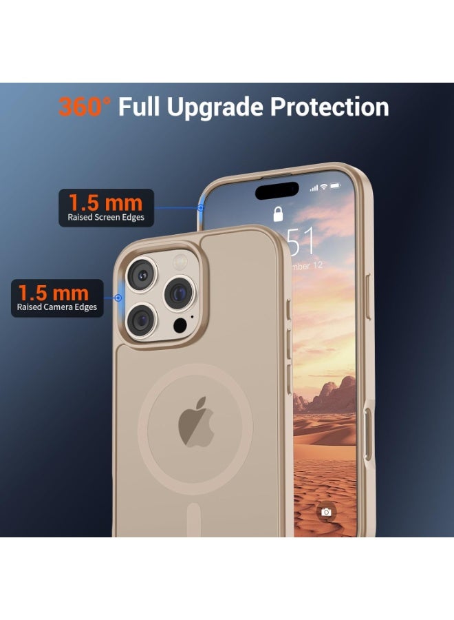 أكاليكس جراب مغناطيسي غير لامع لهاتف iPhone 13 Pro Max، حماية عالية الجودة من السقوط مع شريط مقاوم للصدمات، جراب خلفي شفاف غير لامع للهاتف (تيتانيوم صحراوي) - Image 2