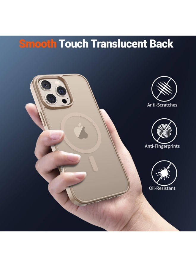 أكاليكس جراب مغناطيسي غير لامع لهاتف iPhone 13 Pro Max، حماية عالية الجودة من السقوط مع شريط مقاوم للصدمات، جراب خلفي شفاف غير لامع للهاتف (تيتانيوم صحراوي) - Image 4