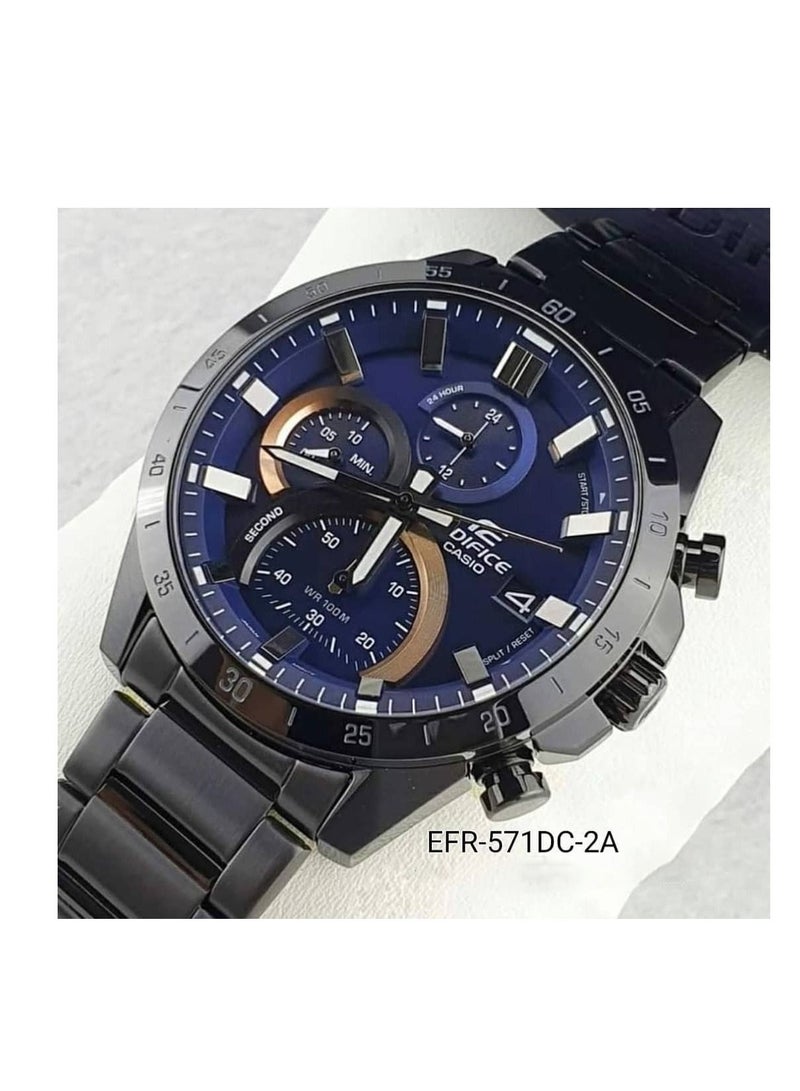 CASIO ساعة كاسيو إيديفيس كرونوغراف تناظرية قياسية للرجال من الفولاذ المقاوم للصدأ، EFR-571DC-2AVUDF - Image 2