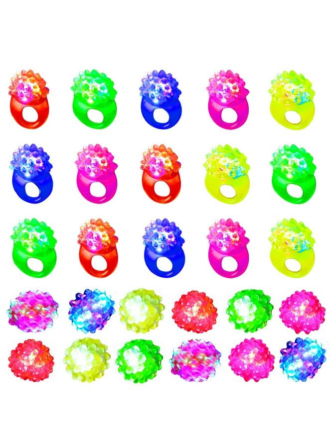 CCINEE 28Pcs Light Up Rings Flashing Colorful Led Rubber Bumpy Jelly Rings Glow In Dark Finger Toys For Party Supplies Kids Prizes Novelty Gifts Party Bag Filler  - Image 2
