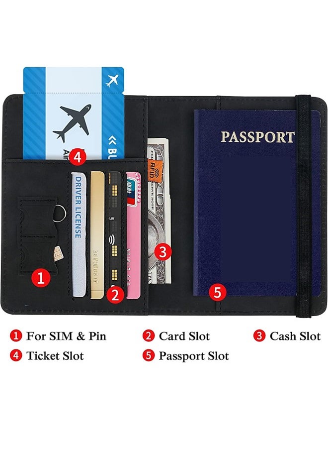 We Happy - Passport Holder Travel Wallet Slim Ticket and Documents Cover with RFID Blocking and SIM Card Slots - Image 1