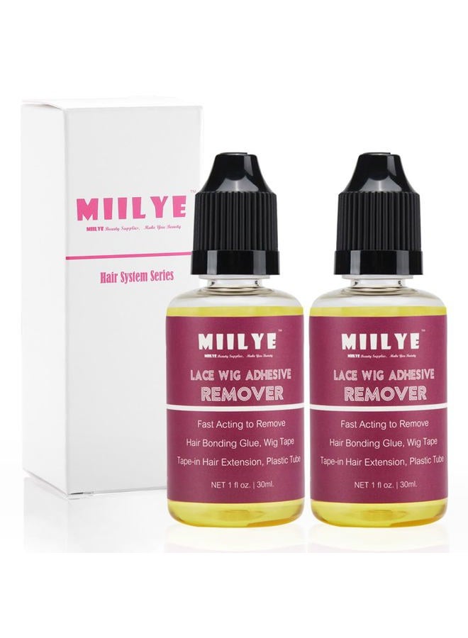 MIILYE Wig Glue Remover x 2 Bottles, Tape in Hair Extensions Remover |Solvent for Adhesive Residue, Lace Front Wig |Poly Hairpieces |Toupee |Cosmetic Hair Bonding Tape Removal - Image 1