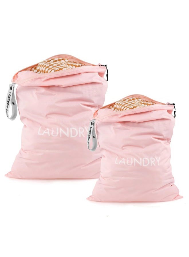 WiseBoy 2 Pack Laundry Bags, Washable Wet Dry Bag, Travel Laundry Bag Dirty Clothes Organizer, Swimming Yoga Bathing Suit Workout Wet Dry Bag - Pink - Image 1