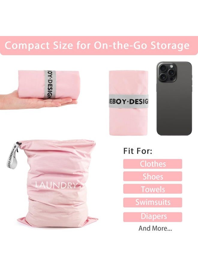 WiseBoy 2 Pack Laundry Bags, Washable Wet Dry Bag, Travel Laundry Bag Dirty Clothes Organizer, Swimming Yoga Bathing Suit Workout Wet Dry Bag - Pink - Image 3
